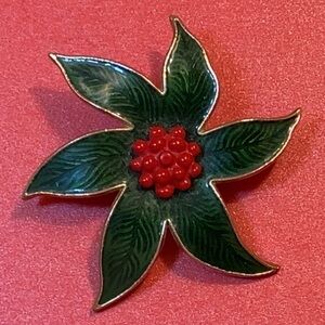 Vintage Poinsettia Christmas Pin